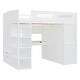 preview thumbnail 8 of 26, Full Size Loft Bed with Desk, Wardrobes, 4 Drawers, 4 Shelves