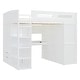 preview thumbnail 8 of 28, Full Size Wooden Loft Bed, Multifunctional Loft Bed Frame with Desk, Wardrobes, 4 Drawers and 4 Shelves for Kids Teen Adults
