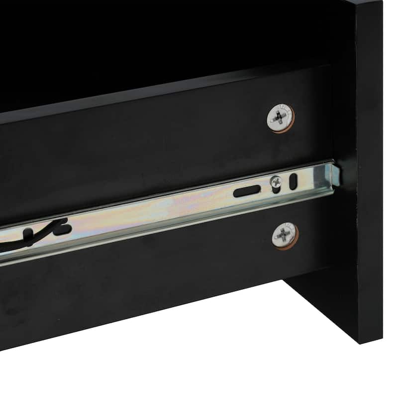 Luxury TV Stand with High Gloss Faux Marble Top for TVs Up to 78'', Rectangle Media Console with Golden Panel.