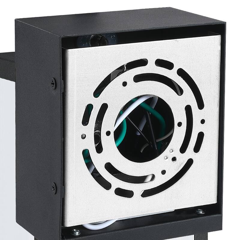 1-Light Black Outdoor Wall Sconce Light with Built-In GFCI Outlets-12"H x 5.3"W x 9"E - 12"H