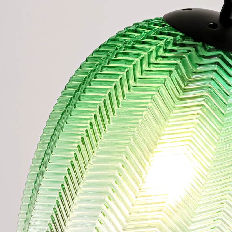 1/3-Light Modern Black Cylinder Colored Textured Gradient Glass Pendant Light for Kitchen Island or Stairway