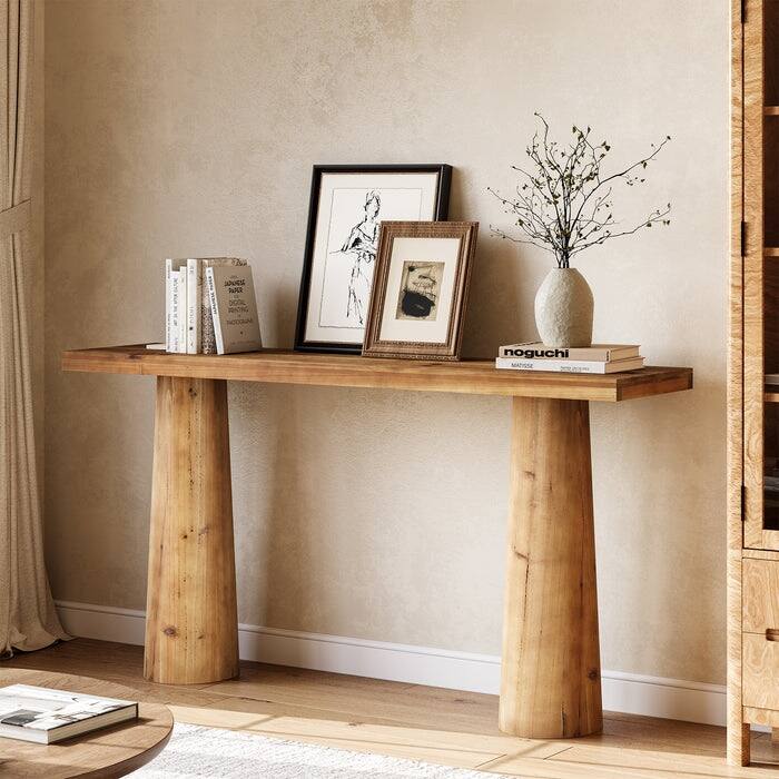 63" Solid Wood Farmhouse Console Table, Sofa Table for Entryway, Hallway, Living Room