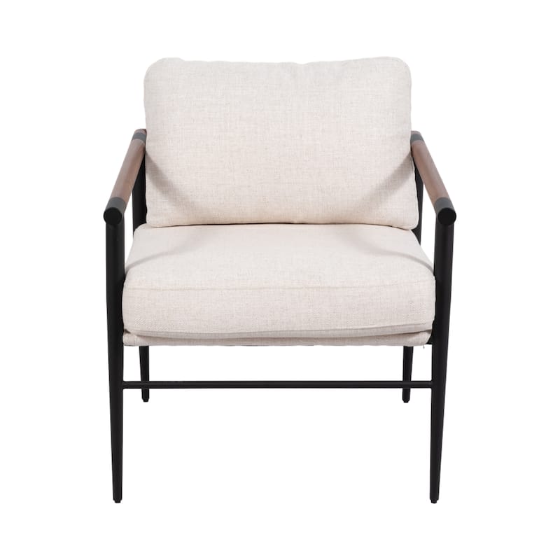 Wood and Metal Modern Accent Chair with Steel Frame and Cushioned Seat