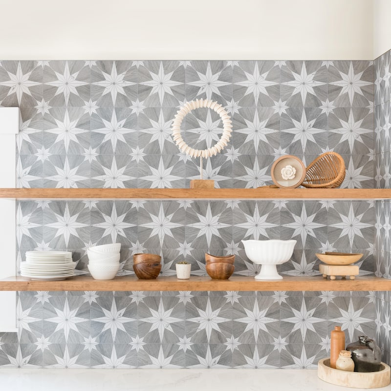 Merola Tile Llama Stella Loire Verso Silver Smoke 9-3/4" x 9-3/4" Porcelain Floor and Wall Tile - Sample swatch
