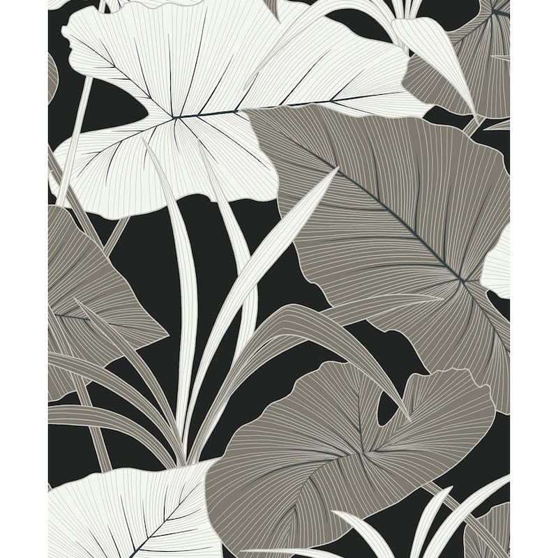 Seabrook Designs Antilles Non-Woven Unpasted Wallpaper - 20.9 in. W x 33 ft. L - Onyx & Metallic Silver