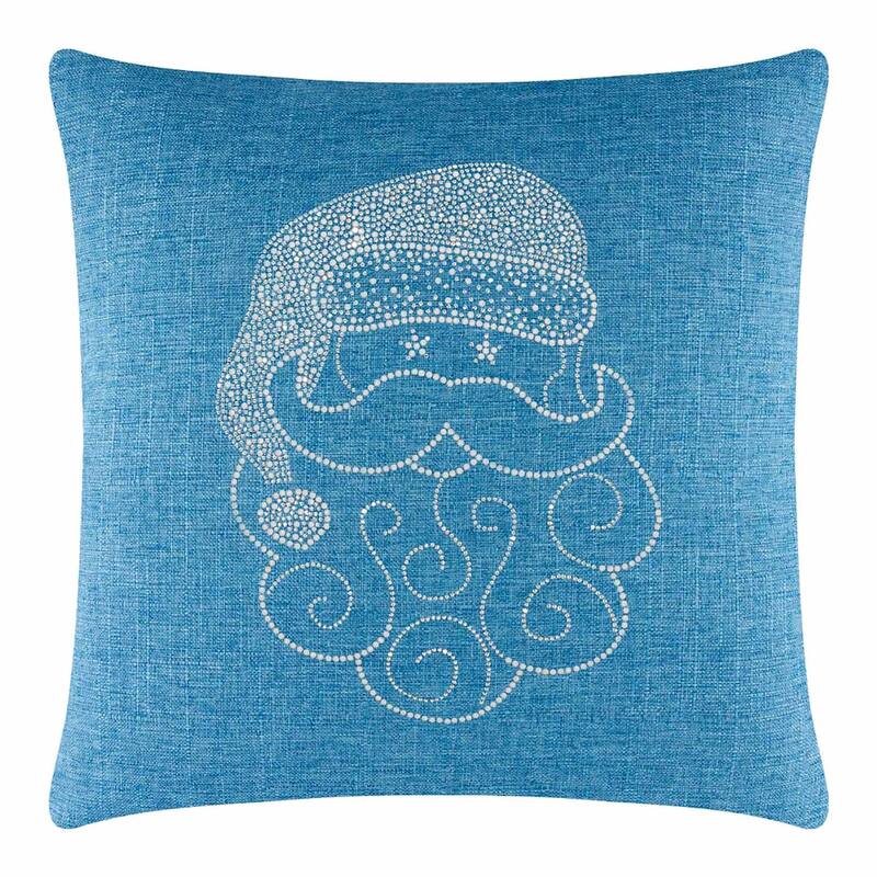 Sparkles Home Santa Rhinestone Pillow - Aqua - 16 x 16
