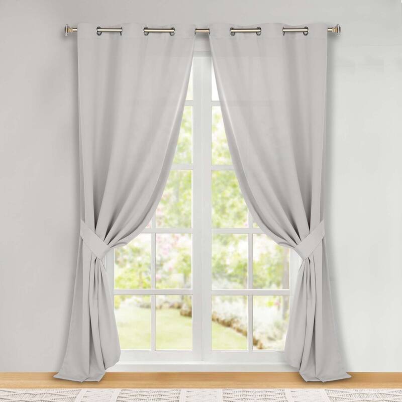Superior Solid Machine Washable Room Darkening Grommet Blackout Curtains, Set of 2
