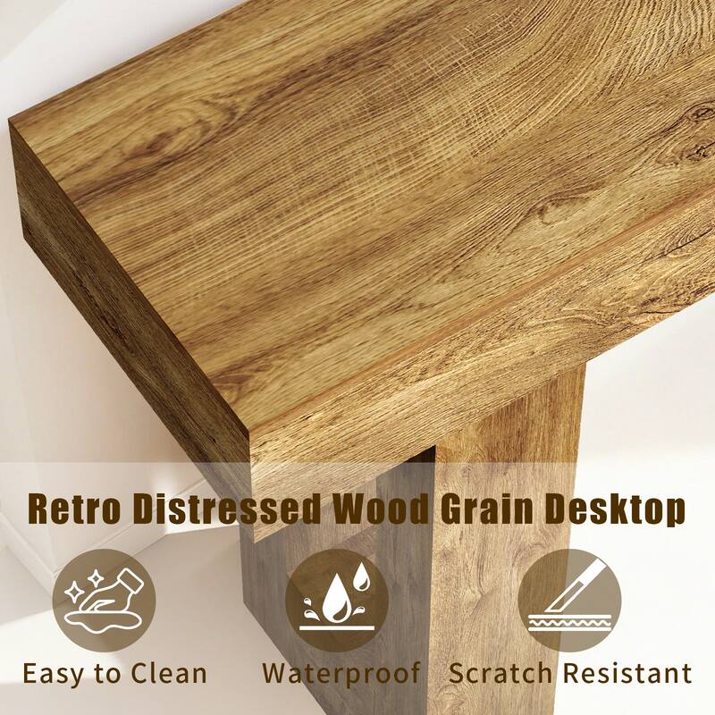 Anmytek Farmhouse Console Table,Wooden Rectangular Sofa Table Behind Couch for Entrance