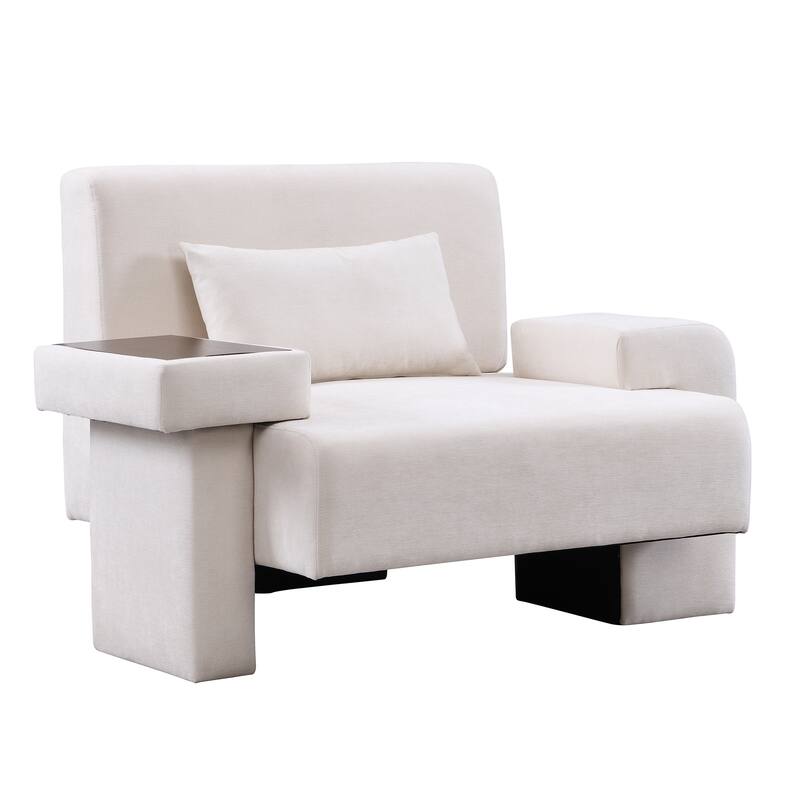 Modern Oversized 48'' Armchair with Pillow, Wood Frame & Soft Cushion - 48" D x 38" W x 32.3" H