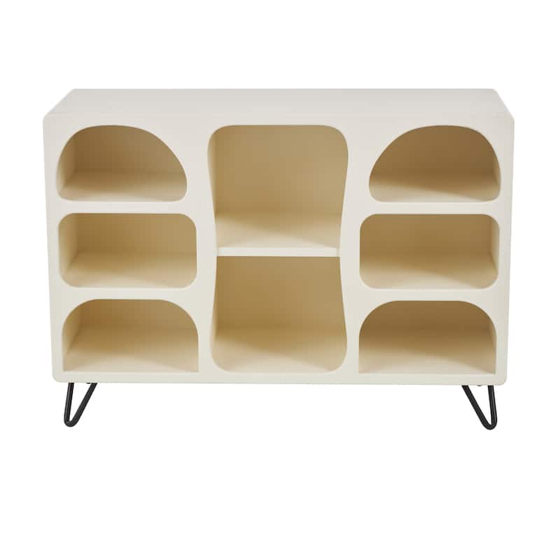 Wood 8 Shelf Shelving Unit with Black Metal Support - Cream - Roche River Decor