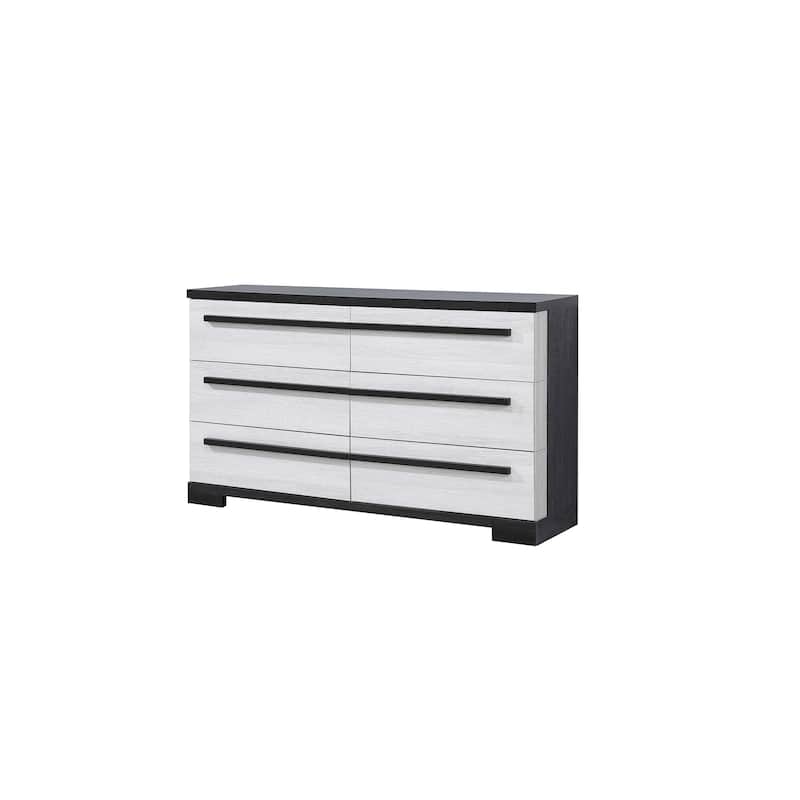Felicia 5 Piece White Black Panel Bedroom Set