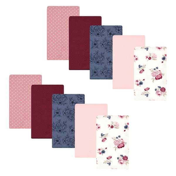 slide 1 of 1, Hudson Baby Infant Girl Cotton Flannel Burp Cloths, Dusty Rose Floral 10-Pack, One Size - Dusty Rose Floral 10-Pack - One Size One Size - Dusty Rose Floral 10-Pack