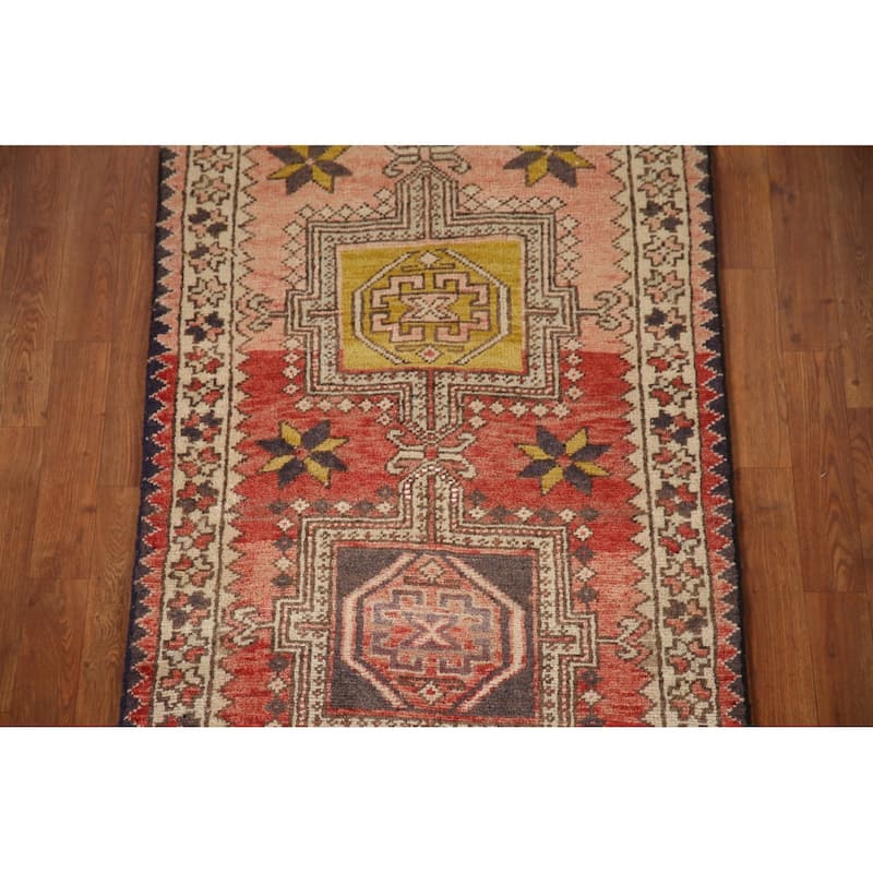 Gharajeh Persian Vintage Runner Rug Hand-knotted Wool Carpet - 2'10"x 10'6"