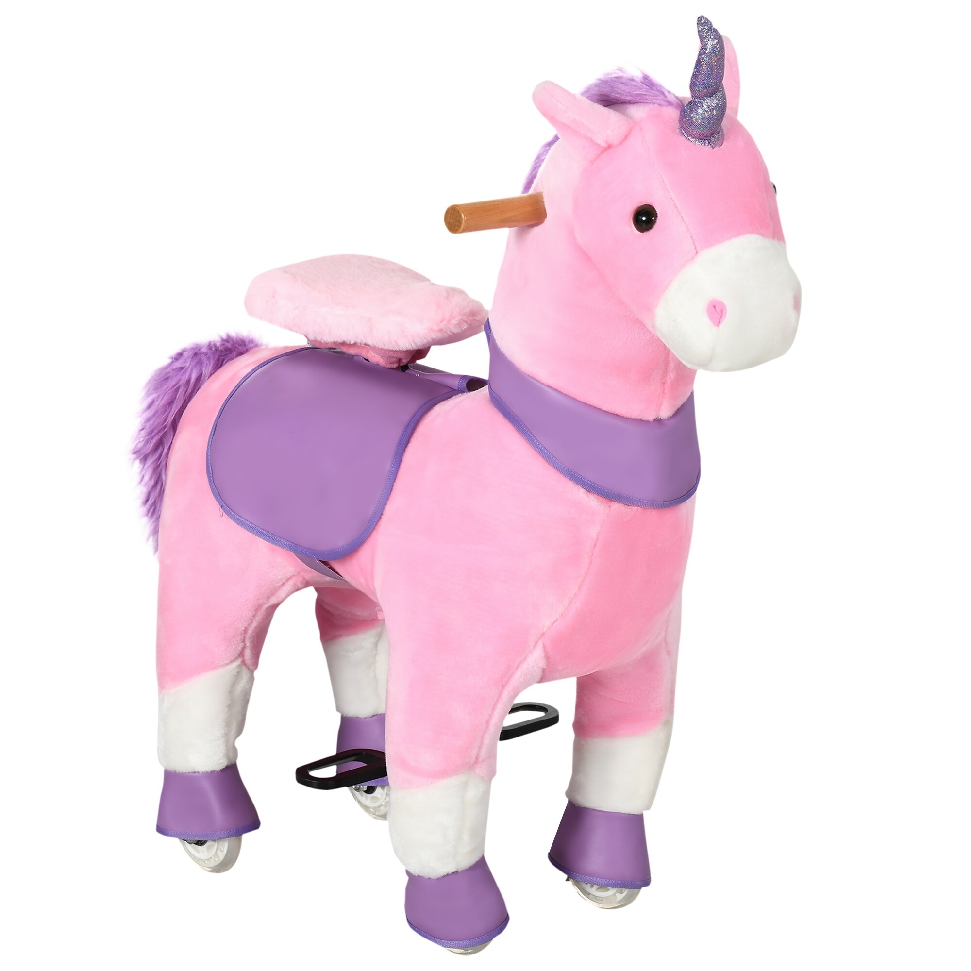 Qaba Ride On Real Walking Unicorn with Sparkly Horn Soft Plush Ride On Rocking Horse Bearing 176lbs On Sale Bed Bath Beyond 39961219