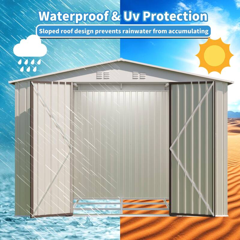 10x8 Feet Outdoor Garden Shed Aluminum alloy frame With Hinge Door and foundation