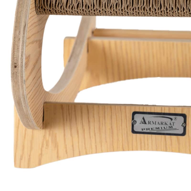 Real Wood Medium Wooden Cat Rocking Chair, Detachable Cat Swing Chair - Natural Beige