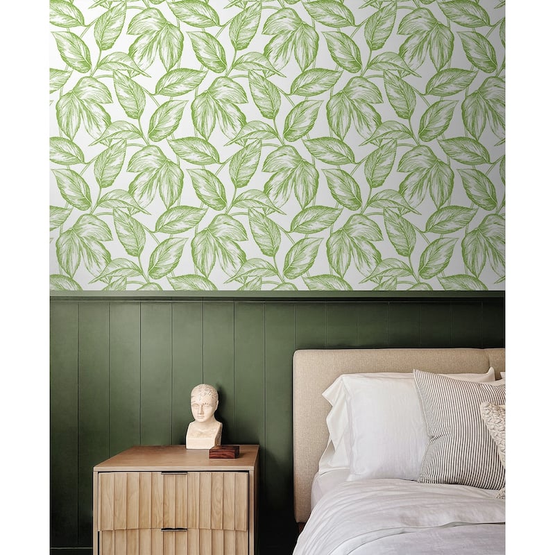 NextWall Sketched Leaves Peel and Stick Wallpaper