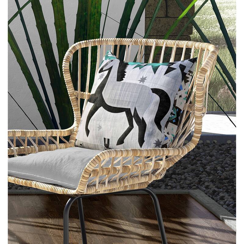 Starry Night Rider Indoor/Outdoor Reversible Throw Pillow Green and Gray