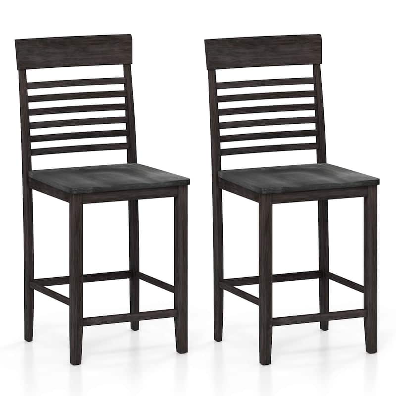 Set of 2/4 Wooden Dining Chairs 24" Counter Height Pub Chairs - Set of 2