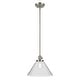 preview thumbnail 15 of 68, Kichler Lighting Avery 1-Light Pendant Light with Seeded Glass Cone - Brushed Nickel