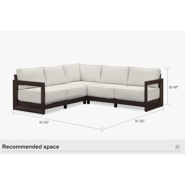 dimension image slide 1 of 8, PURPLE LEAF Caesar L-Shaped White Outdoor Couch with 9.6" Thick for Yard Porch Deck Patio Conversation Sets