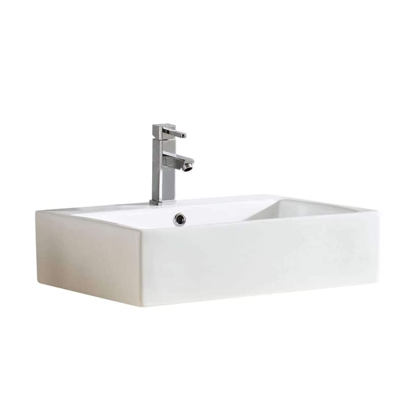 Fine Fixtures Ceramic White Rectangular Bathroom Vessel Sink