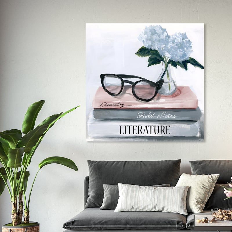 Wynwood Studio Fashion and Glam Literature Blue and Glam Wall Art Canvas Print - 40 x 40