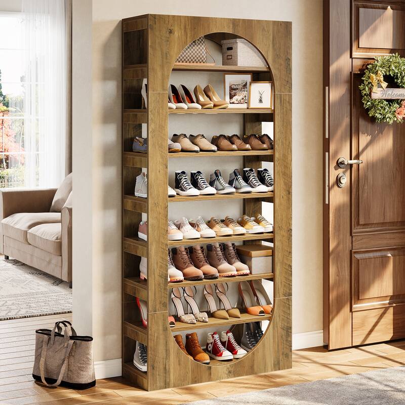 70.87" Shoe Rack, Wooden Shoe Cabinet, Large Capacity Shoe Organizer for Closet, Entryway, Hallway, Living Room