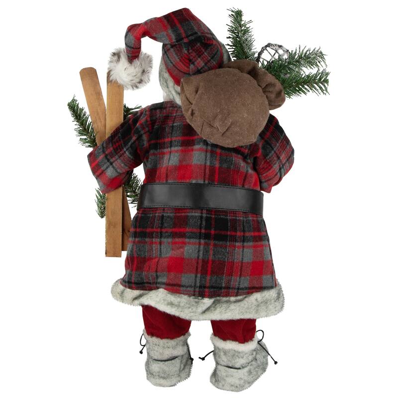 24" Alpine Santa Claus with Snowshoes and Skis Christmas Figure