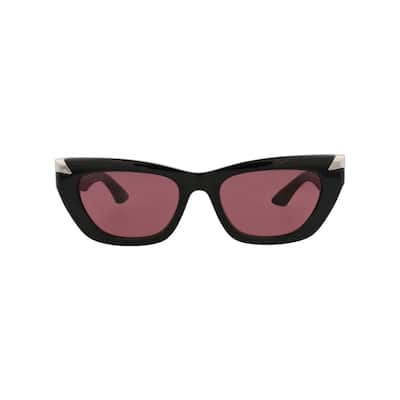 Alexander McQueen Cat Eye-Frame Recycled Acetate Sunglasses, Burgundy Lens, Shiny Solid Black Frame