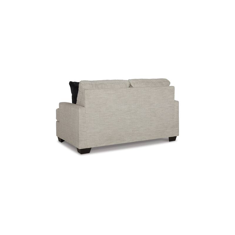 Roy 63 Inch Loveseat, 2 Throw Pillows, Angular Arms, Light Gray Polyester