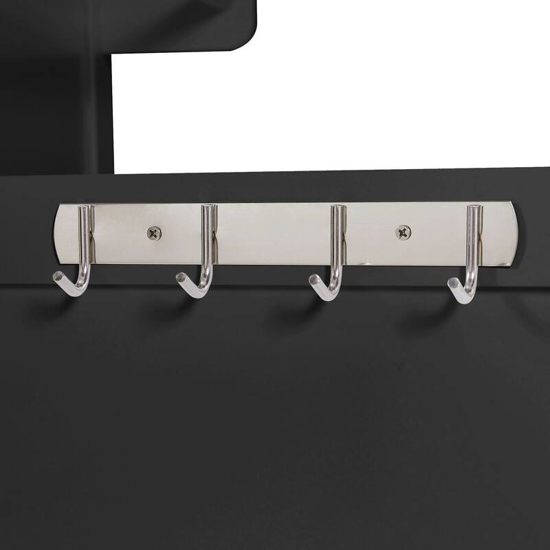 39.3" Farmhouse Kitchen Island with Drop Leaf, Towel Rack & Rolling Cart