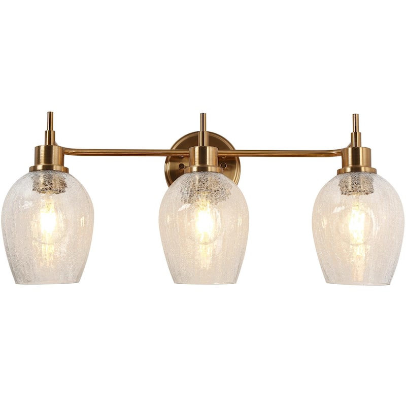 Modern Gold 3-Light Bathroom Vanity Light Textured Glass Wall Sconce - W23.6" * H8.1"