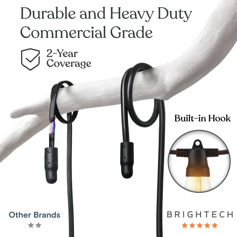 Brightech Ambience Pro 12-Light 27 ft. 4-Watt Indoor/Outdoor Solar Powered LED 3000K Soft White Edison Style String -Light