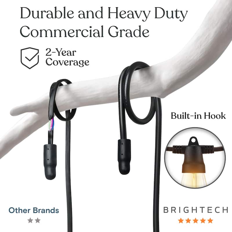 Brightech Ambience Pro 15-Light 48 ft. 4-Watt Indoor/Outdoor Solar Powered LED 3000K Soft White Edison Style String -Light