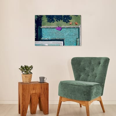 Wynwood Studio Fashion and Glam Lady in Violet Swim Blue and Turquoise Modern & Contemporary Wall Art Canvas Print