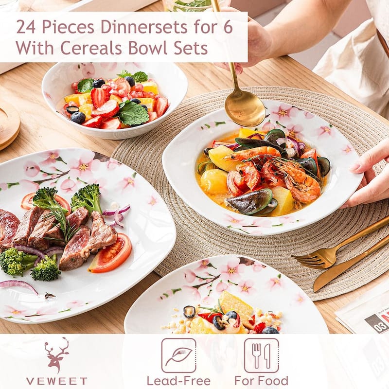 VEWEET Annie Flower Dinnerware Set (Service for 6)