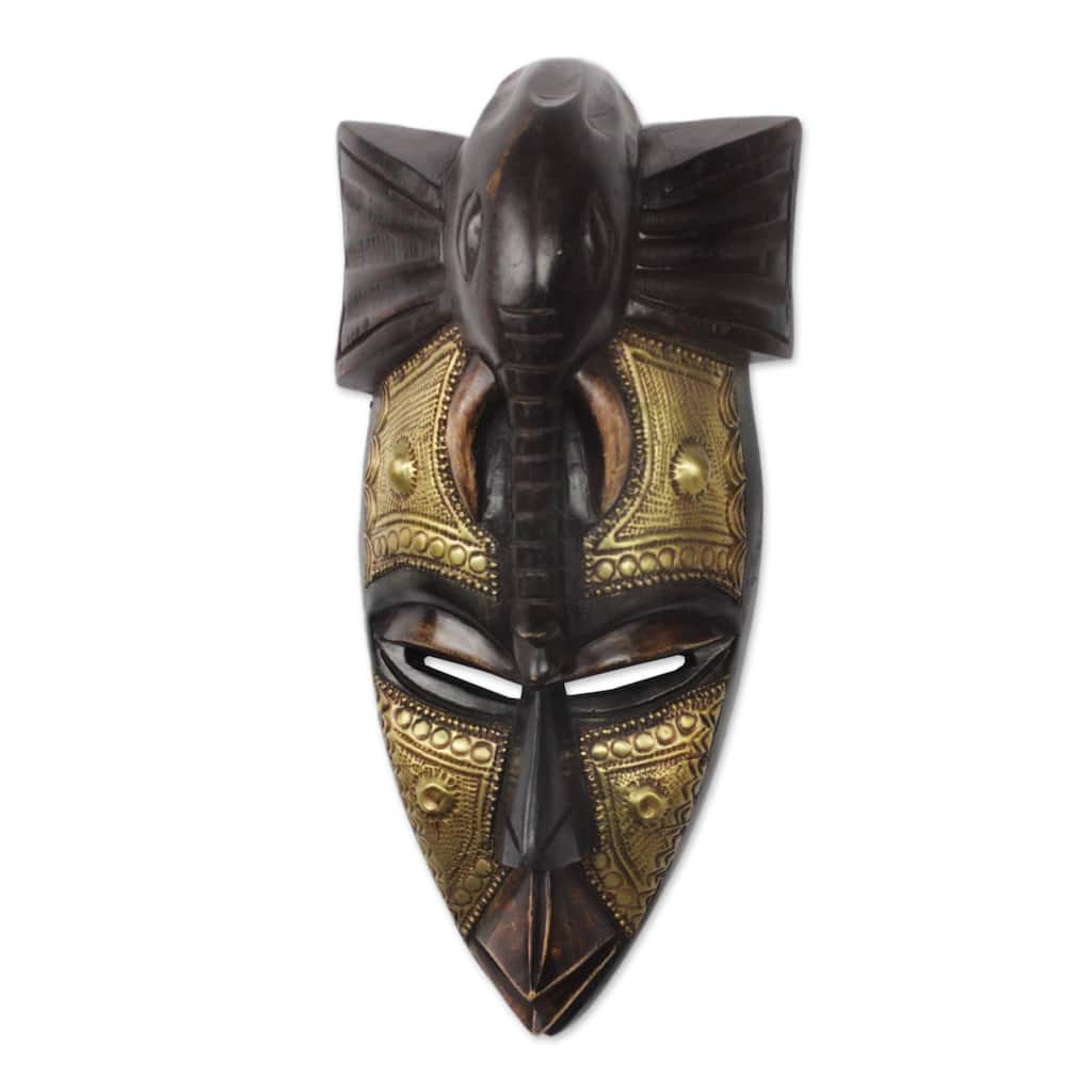 Handmade The Elephant Is My Friend African Wood Mask (Ghana)