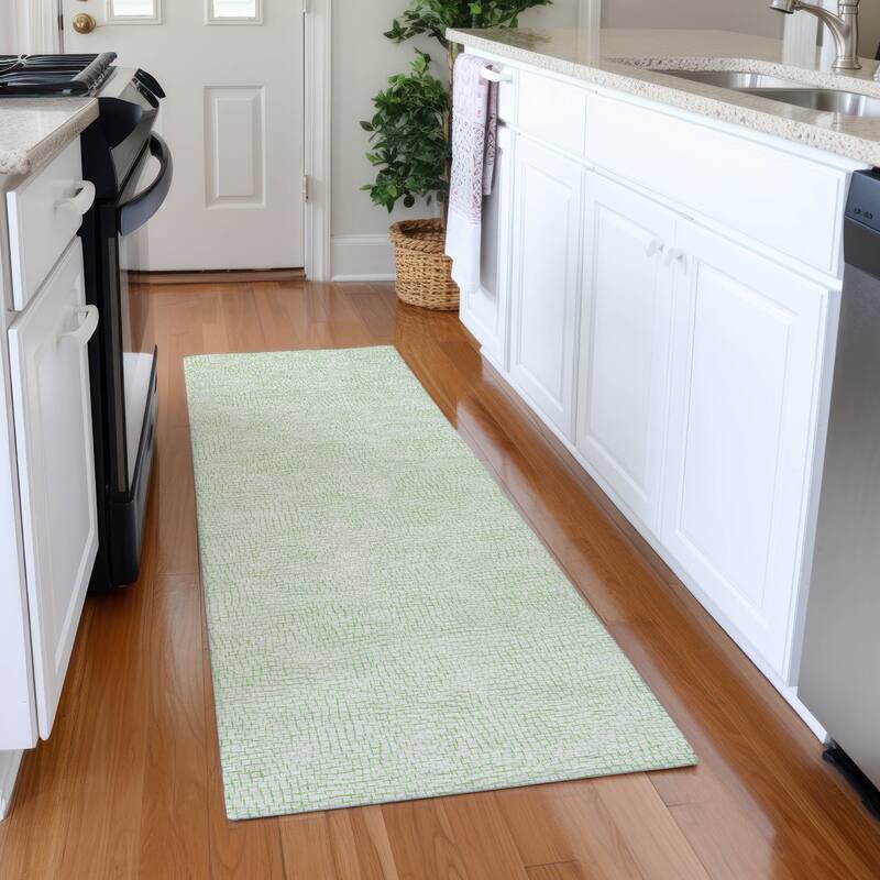 Premium Washable Super Soft Geo Hatchy Mayfield Rug - Mint - 2'3" x 7'6"
