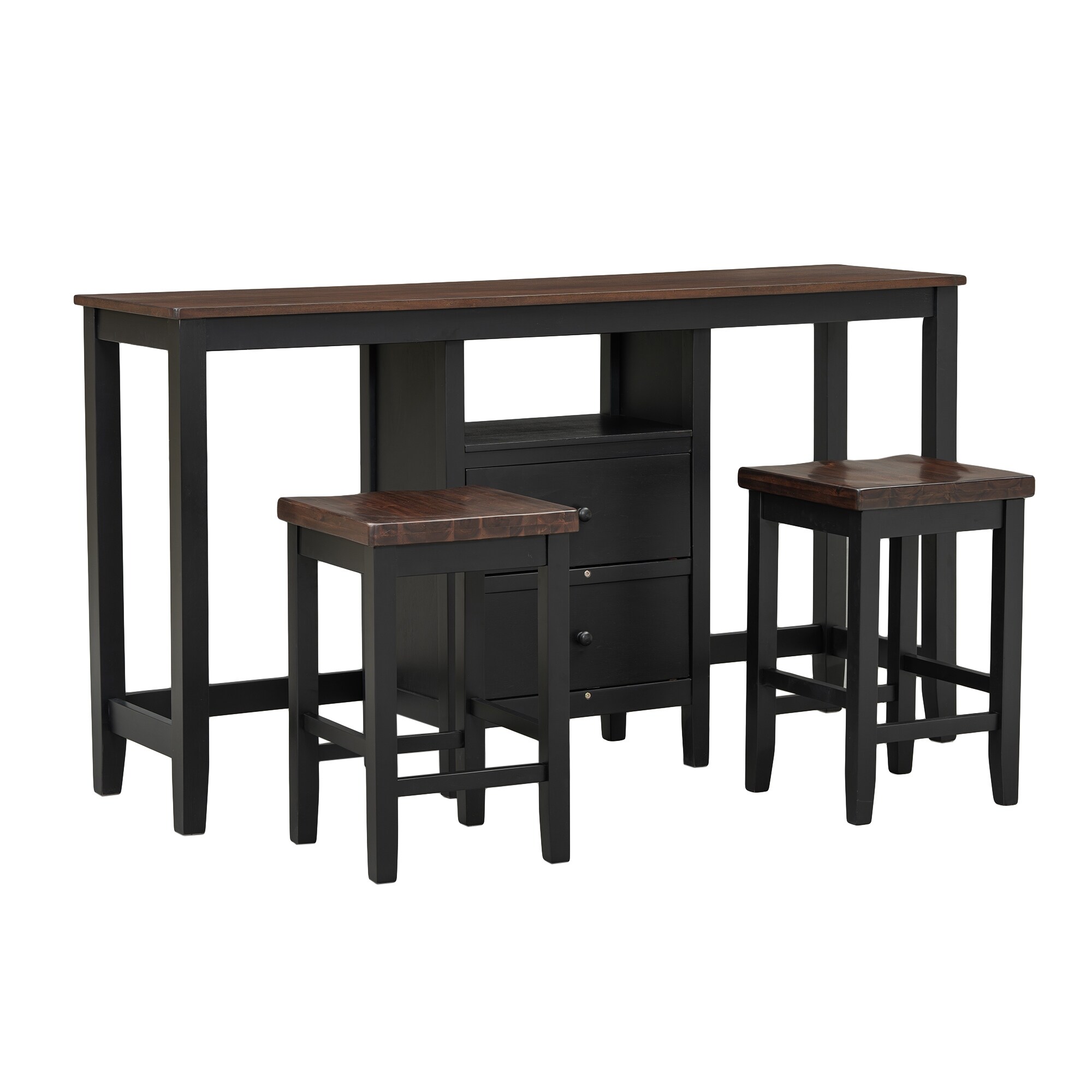 3-Piece Counter Height Dining Table and Chairs Set with Cabinet and Storage  Drawers for Small Space, Apartment - Bed Bath & Beyond - 40884717