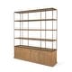 preview thumbnail 3 of 33, Baron Light / Dark Brown Wood w/ Antiqued Aged Brass Metal 2-Door / 4-Door Open Shelving Unit Brown - 4 Door
