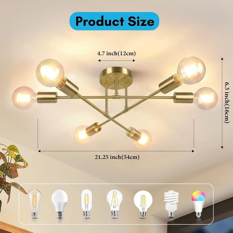6-Light Industrial Ceiling Lights Fixture