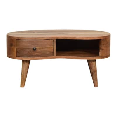 Artisan Furniture Oak-ish Solid Wood Mini Wave Coffee Table