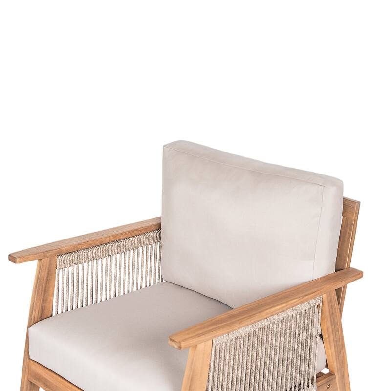 Christopher Knight Home - Maxwell Outdoor Acacia Wood and Rope Patio Chair Set