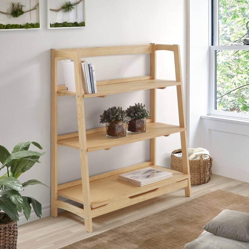 Mid Century Solid Wood Open Shelving Unit - Oak