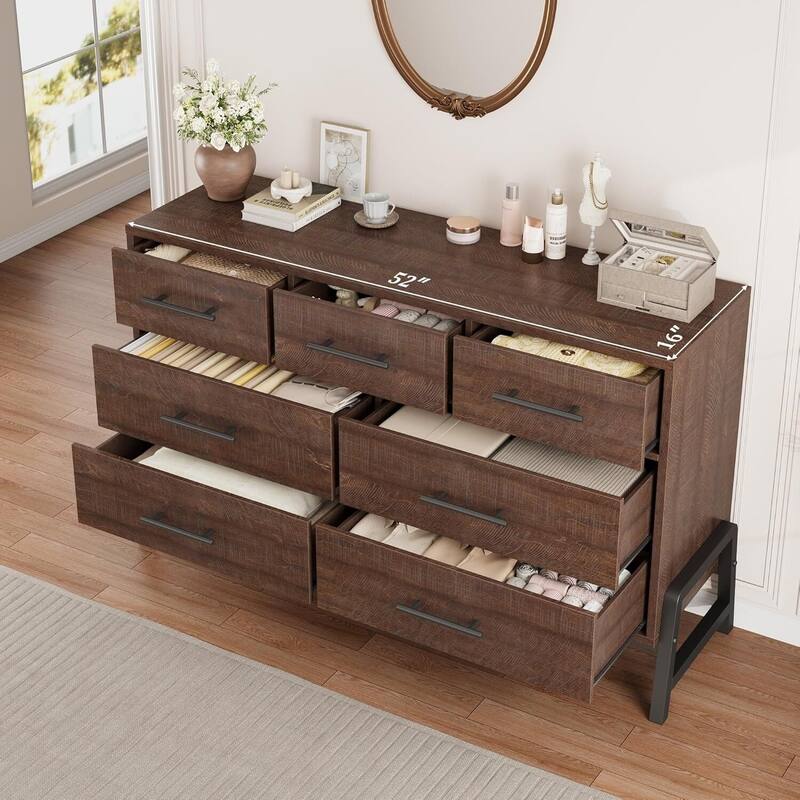 7 Drawer Freestanding Dresser Storage Chest TV Stand for Living Room, Bedroom