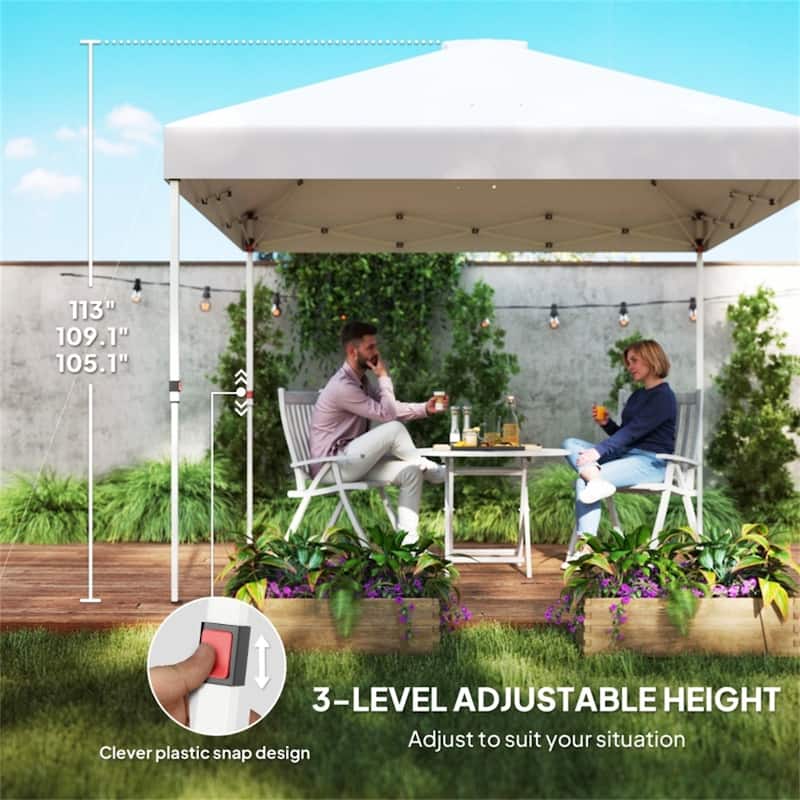 Metal Oxford Fabric Folding Outdoor Canopy Tent with Sidewalls - 116.9" L x 116.9" W x 113" H