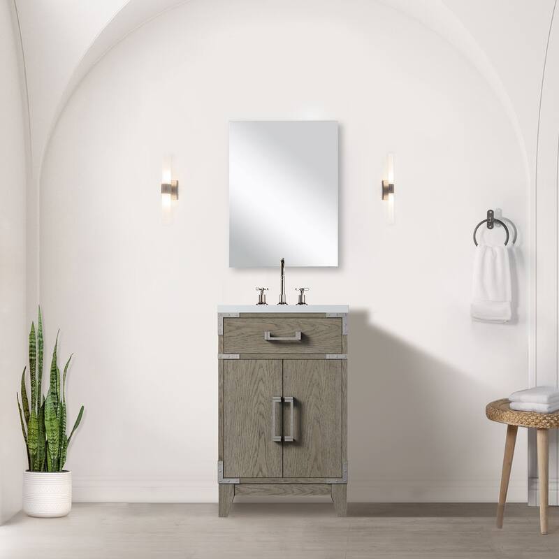 20-inch Bathroom Vanity with Acrylic Top, Soft Close Cabinet, and 18" x 24" Mirror - Polished Surface