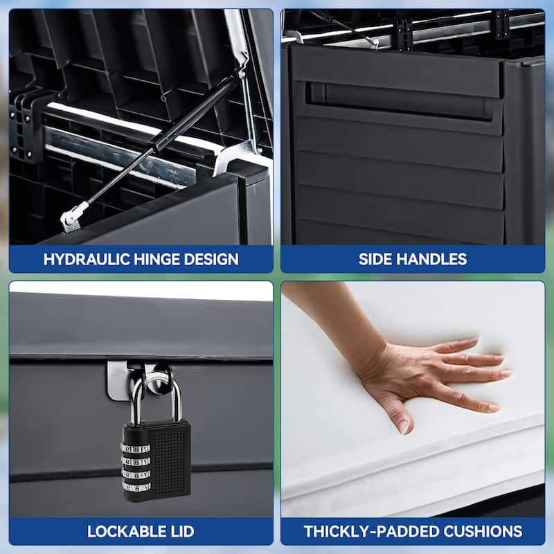 120 Gallons Water Resistant Lockable Deck Box with cushion