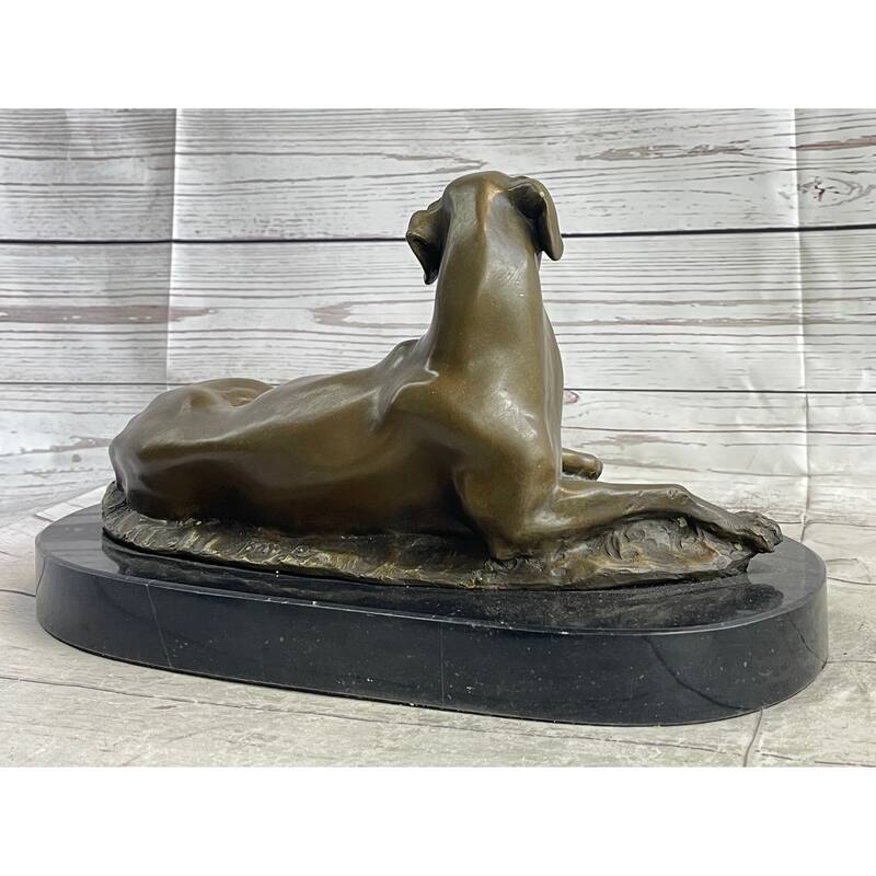 Bronze Pet Imitative Dog Sculpture Statue Figure On Marble Base Antoine Barye 8 Inches X 13 Inches